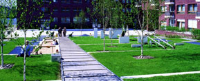 Überblick Garten Wohnanlage